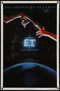 2g589 E.T. THE EXTRA TERRESTRIAL 1sh '83 Drew Barrymore, Spielberg, Alvin art, continuous release!