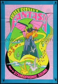 2g609 FANTASIA 1sh R70 Disney classic musical, great psychedelic fantasy artwork, Stereophonic!
