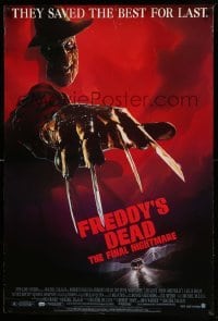 2g625 FREDDY'S DEAD 1sh '91 great art of Robert Englund as Freddy Krueger!