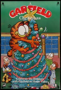 2g216 GARFIELD CHRISTMAS SPECIAL 26x38 video poster R91 Jim Davis, the cat on a Christmas tree!