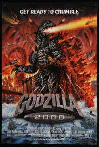 2g642 GODZILLA 2000 DS 1sh '00 Gojira ni-sen miraniamu, cool artwork of monster attack!