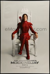 2g691 HUNGER GAMES: MOCKINGJAY - PART 2 teaser DS 1sh '15 image of Jennifer Lawrence in red outfit!