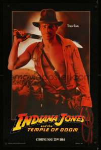 2g706 INDIANA JONES & THE TEMPLE OF DOOM teaser 1sh '84 art of Harrison Ford, trust him!