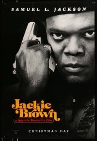 2g716 JACKIE BROWN teaser 1sh '97 Quentin Tarantino, cool image of Samuel L. Jackson with gun!