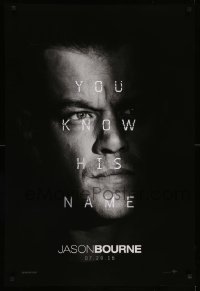 2g721 JASON BOURNE teaser DS 1sh '16 great super close-up image of Matt Damon in the title role!