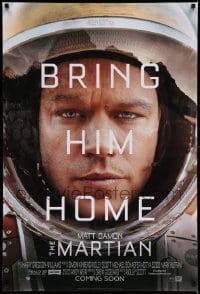 2g779 MARTIAN style A advance DS 1sh '15 close-up of astronaut Matt Damon, bring him home!