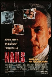 2g800 NAILS int'l 1sh '92 close up of intense Dennis Hopper in the title role as Harry Niles!