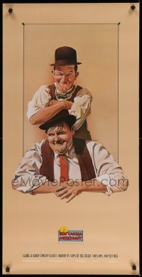 2g228 NOSTALGIA MERCHANT 20x40 video poster '87 Nelson art of Stan Laurel & Oliver Hardy!