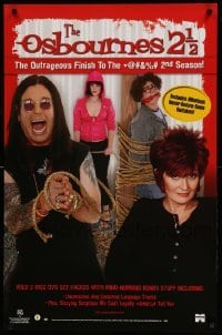 2g229 OSBOURNES 26x40 video poster '02 wacky image of Ozzy, Sharon, Kelly and Jack!