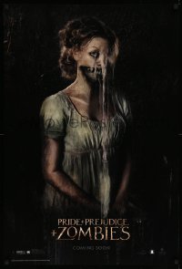 2g842 PRIDE & PREJUDICE & ZOMBIES teaser DS 1sh '16 horrifying Lily James, parody of Austen's novel