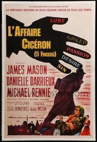 2g170 5 FINGERS 16x24 French REPRO poster '80s James Mason, Darrieux, the most fabulous spy!