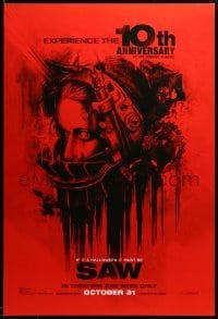 2g875 SAW teaser DS 1sh R14 cool art of terrified Shawnee Smith trapped in brutal torture helmet!