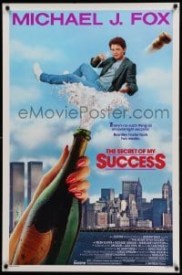 2g880 SECRET OF MY SUCCESS 1sh '87 wacky image of Michael J. Fox & huge bottle of champagne!