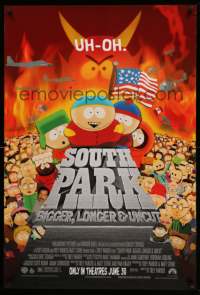 2g898 SOUTH PARK: BIGGER, LONGER & UNCUT advance DS 1sh '99 Parker & Stone animated musical!