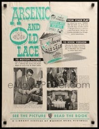 2g334 ARSENIC & OLD LACE 17x23 special '44 Cary Grant, Frank Capra black comedy classic!