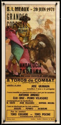 2g373 GRAND CORRDAS 13x27 Spanish '70 really cool bullfigthing toreador matador artwork!