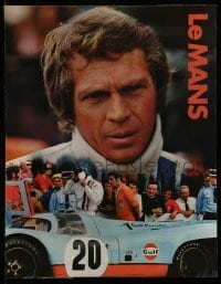 2g391 LE MANS 17x22 special '71 Gulf Oil, race car driver Steve McQueen, orange title design!
