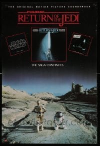 2g136 RETURN OF THE JEDI 22x33 music poster '83 C-3PO and R2-D2, Reamer inset art of lightsaber!