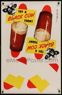 2g124 TRY A BLACK COW TODAY 23x35 advertising poster '57 great images of root beer floats!
