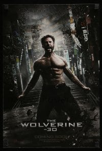 2g167 WOLVERINE foil mini poster '13 image of barechested Hugh Jackman kneeling w/ claws out!