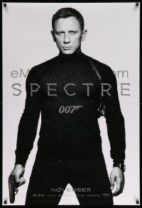 2g904 SPECTRE teaser DS 1sh '15 cool image of Daniel Craig as James Bond 007 with gun!