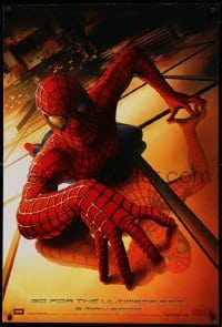 2g905 SPIDER-MAN teaser DS 1sh '02 Tobey Maguire climbing building, Sam Raimi, Marvel Comics!