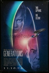 2g925 STAR TREK: GENERATIONS advance 1sh '94 Stewart as Picard & Shatner as Kirk, two captains!