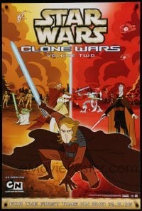 2g247 STAR WARS: CLONE WARS 27x40 video poster '05 cartoon art of Obi-Wan and Anakin, volume 2!