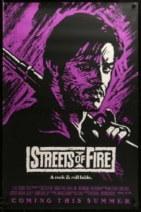 2g937 STREETS OF FIRE advance 1sh '84 Walter Hill, cool purple dayglo Riehm art!