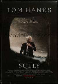 2g943 SULLY advance DS 1sh '16 great image of Tom Hanks in title role through airplane window!
