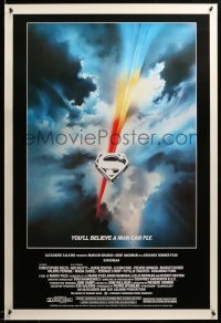 2g946 SUPERMAN 27x40 commercial poster '06 comic book hero Christopher Reeve, Bob Peak logo art!