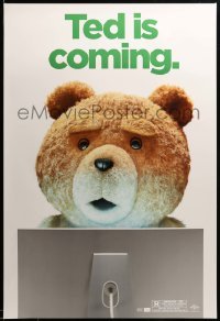 2g953 TED wilding 1sh '12 Mark Wahlberg, Mila Kunis, image of teddy bear using Mac, outrageous!