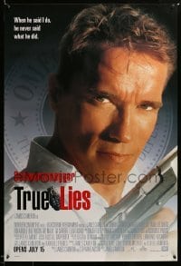 2g972 TRUE LIES style A advance 1sh '94 cool close-up of Arnold Schwarzenegger!