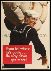 2g070 IF YOU TELL WHERE HE'S GOING 20x28 WWII war poster '43 he may never get there, Falter art!