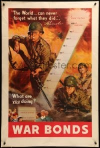 2g083 WAR BONDS 22x32 WWII war poster '43 great Wilbur fighting soldier art + tracker chart!