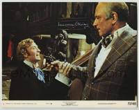 2j0078 SLEUTH signed color 11x14 still #6 '72 by Laurence Olivier, who's threatening Michael Caine!