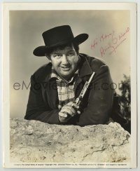 2j0431 ANDY DEVINE signed 8x10 still '41 smiling c/u with cowboy hat & gun from Badlands of Dakota!