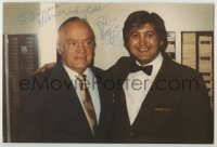 2j0420 BOB HOPE signed color 8x12 photo '80s posing for a picture with one of his fans!