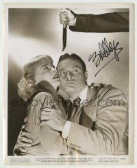 2j0454 BOB HOPE signed 8.25x10 still '47 protecting Signe Hasso from knife in Where There's Life!