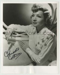 2j1081 CLAUDETTE COLBERT signed 8x10 REPRO still '80s great c/u in dress with beaded insect pattern!