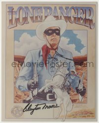 2j1082 CLAYTON MOORE signed color 8x10 REPRO still '90s great art as the Lone Ranger!