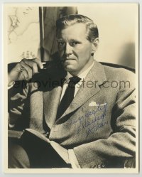 2j0479 DAVID BRIAN signed deluxe 8x10 still '40s great seated portrait in suit & tie with pipe!