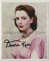 2j1097 DEBORAH KERR signed color 8x10 REPRO still '80s beautiful head & shoulders portrait in pink!