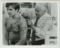 2j1106 DIRK BENEDICT signed 8x10 REPRO still '80s getting stitches from doctor Strother Martin!
