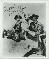 2j1169 JAMES BROWN signed 8x10 REPRO still '80s wonderful portrait in uniform with Rin Tin Tin!