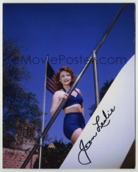 2j1190 JOAN LESLIE signed color 8x10 REPRO still '05 the sexy actress in swimsuit by American flag!