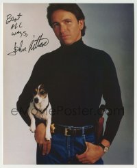 2j0990 JOHN RITTER signed color 8x10 publicity still '80s great portrait with dog from Hooperman!
