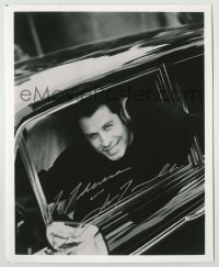 2j1203 JOHN TRAVOLTA signed 8x10 REPRO still '00s close portrait smiling big inside of his car!