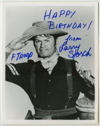 2j1229 LARRY STORCH signed 8x10 REPRO still '80s great c/u saluting in uniform from TV's F-Troop!