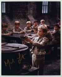 2j1253 MARK LESTER signed color 8x10 REPRO still '80s classic c/u as Oliver Twist asking for more!
